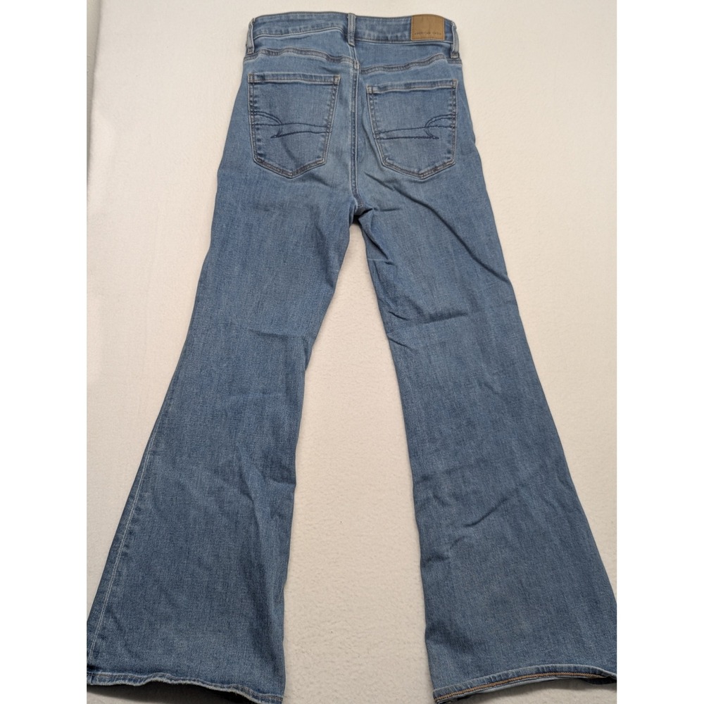 American Eagle Super Hi-Rise Flare Ne(x)t Level Stretch Jeans Blue 4 Short 3873